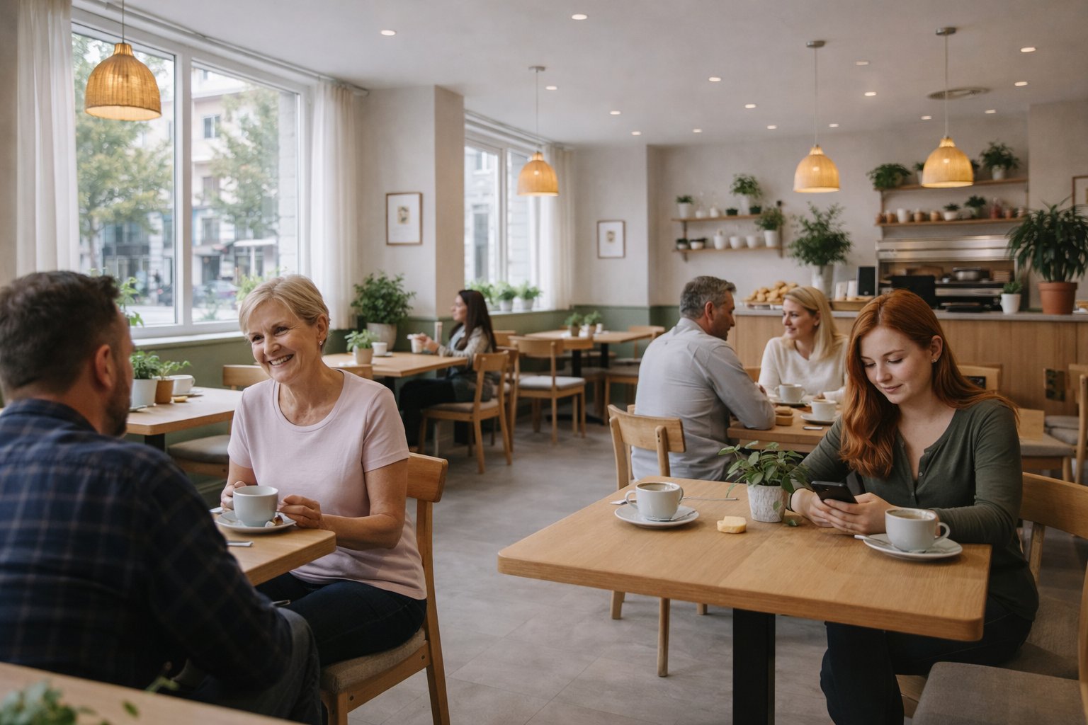 Customers enjoying The Copper Kettle Café