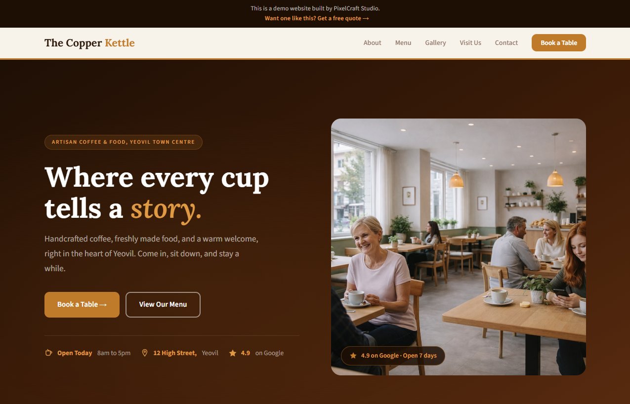 The Copper Kettle Café website preview
