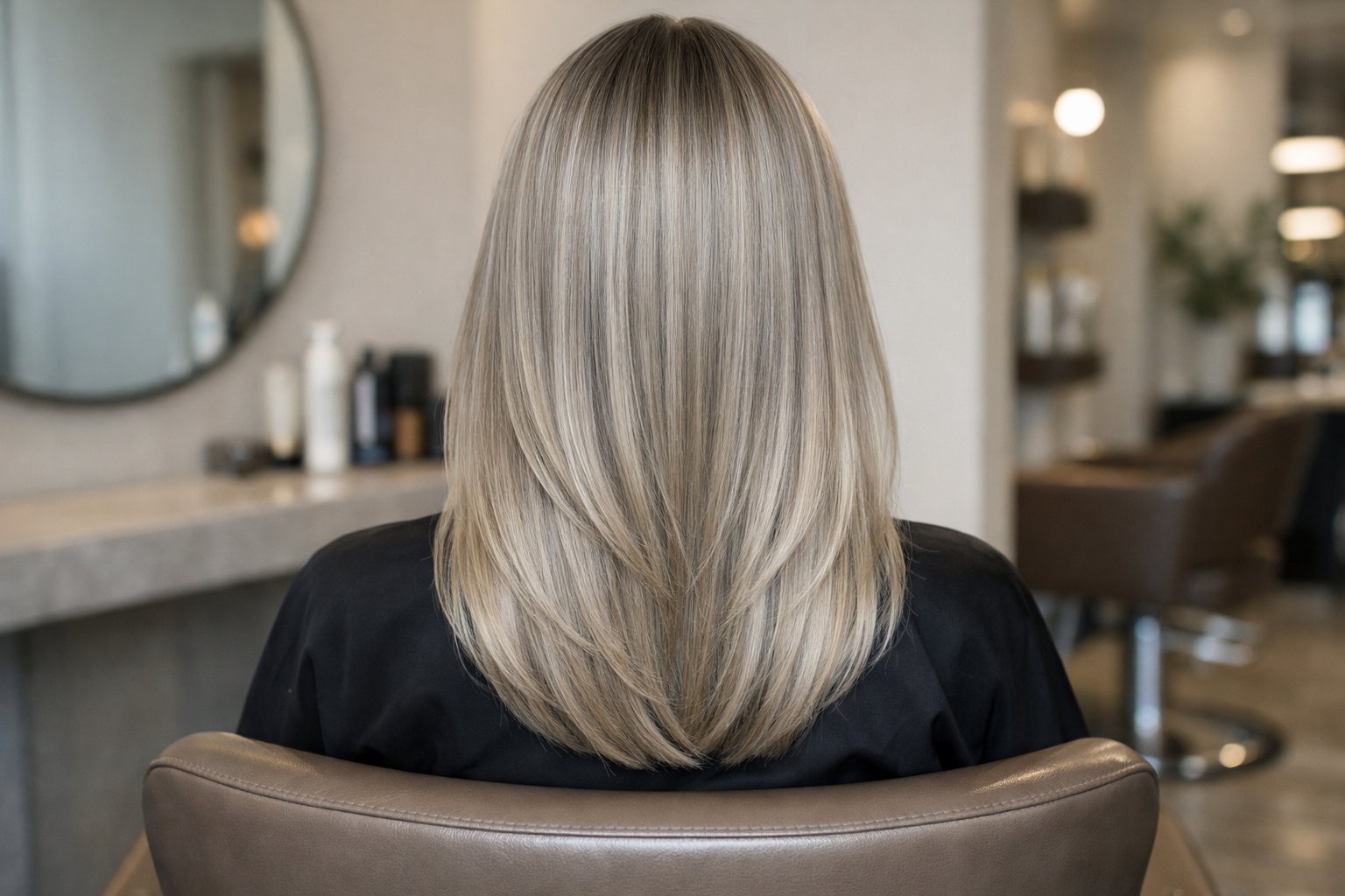 Ash blonde colour and blow dry